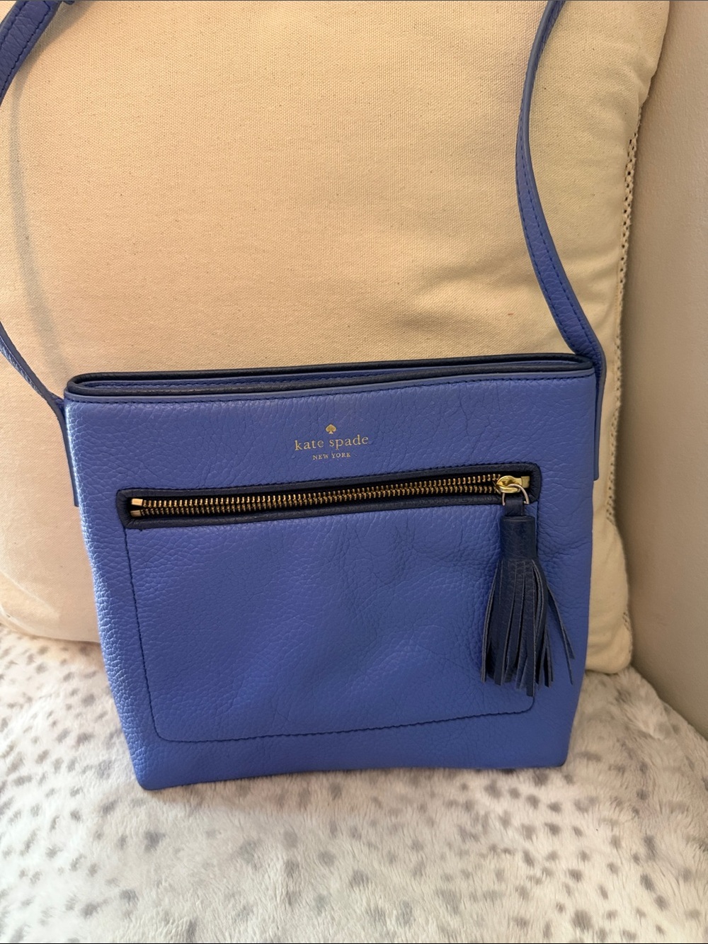 kate spade pebbled leather crossbody in periwinkle